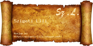 Szigeti Lili névjegykártya